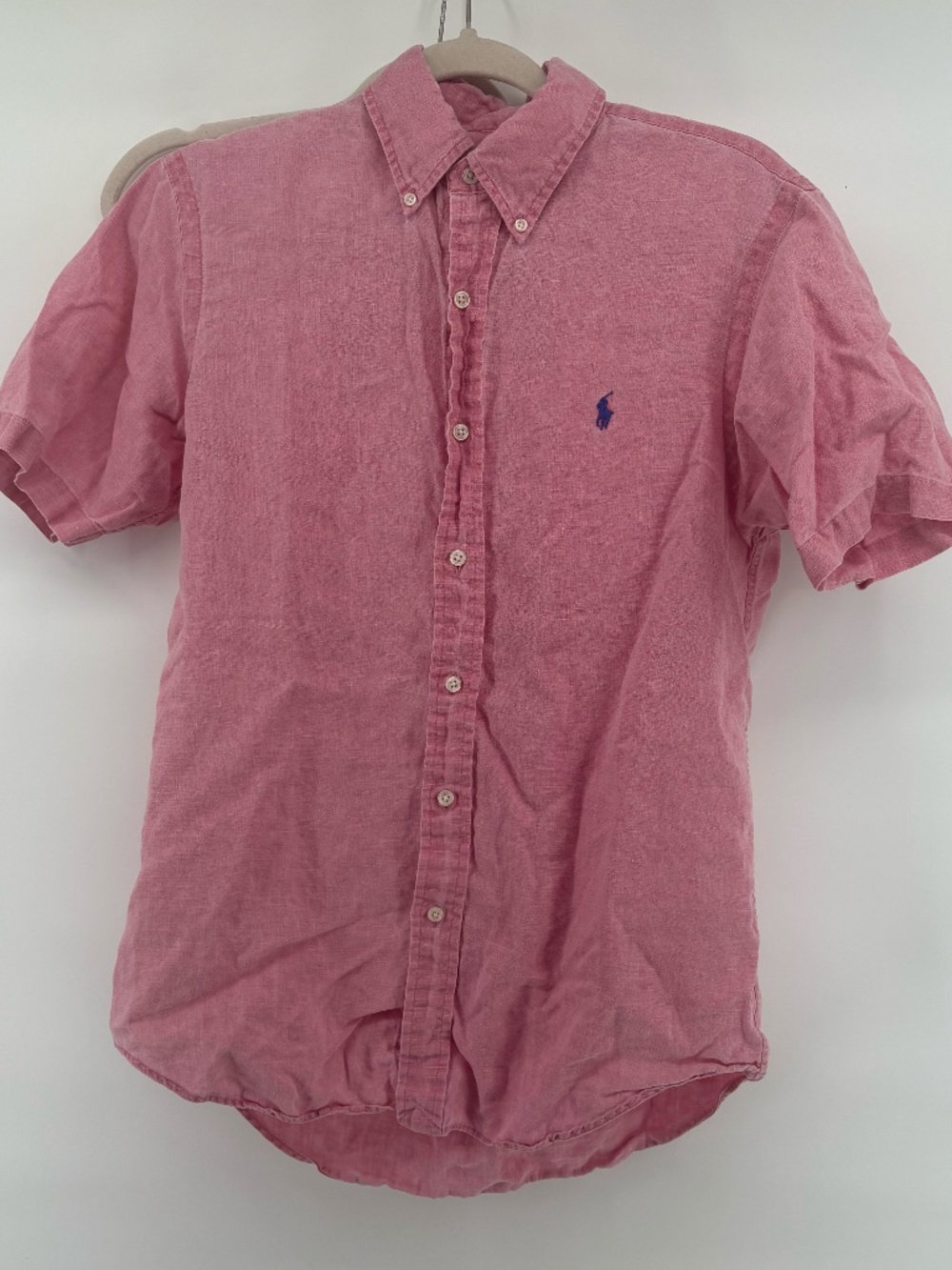 Polo Ralph Lauren short sleeve collared coral pink button up shirt size small
